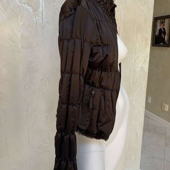 Reversible Rabbit Fur Coat Dark Brown - Picture 6 of 7